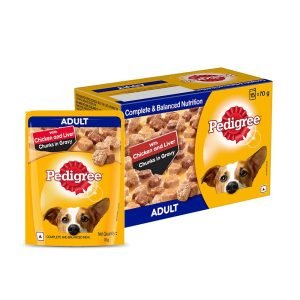 Pedigree Wet Food for Adult Dogs, Chicken & Liver Chunks in Gravy Flavour